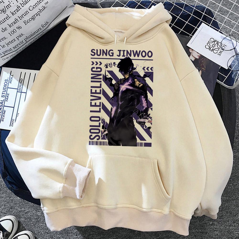 Sung Jin Woo Potisk Mikina s Kapucí Anime Solo Leveling Streetwear Muži Ženy Dlouhý Rukáv Mikiny Harajuku Volná Ležérní Pulovr Mikina