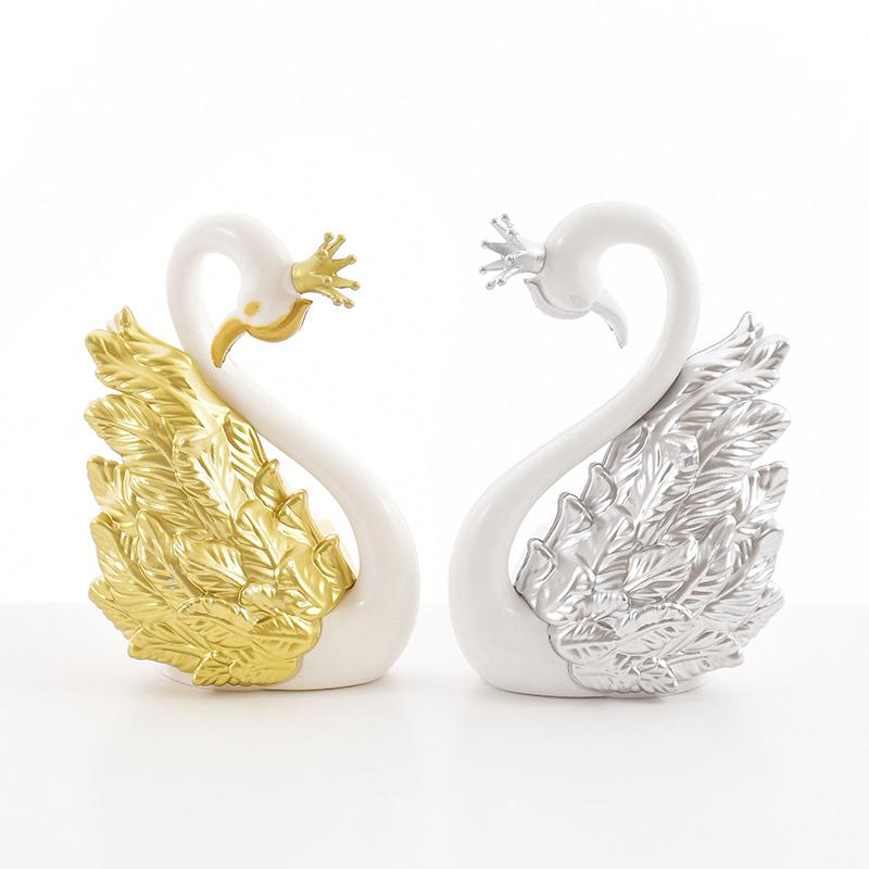 1 Pair Couple Swan Cake Topper Wedding Anniversary Cake Decoration Supplies Birthday Party Cake Dessert Baking Decor Ornaments