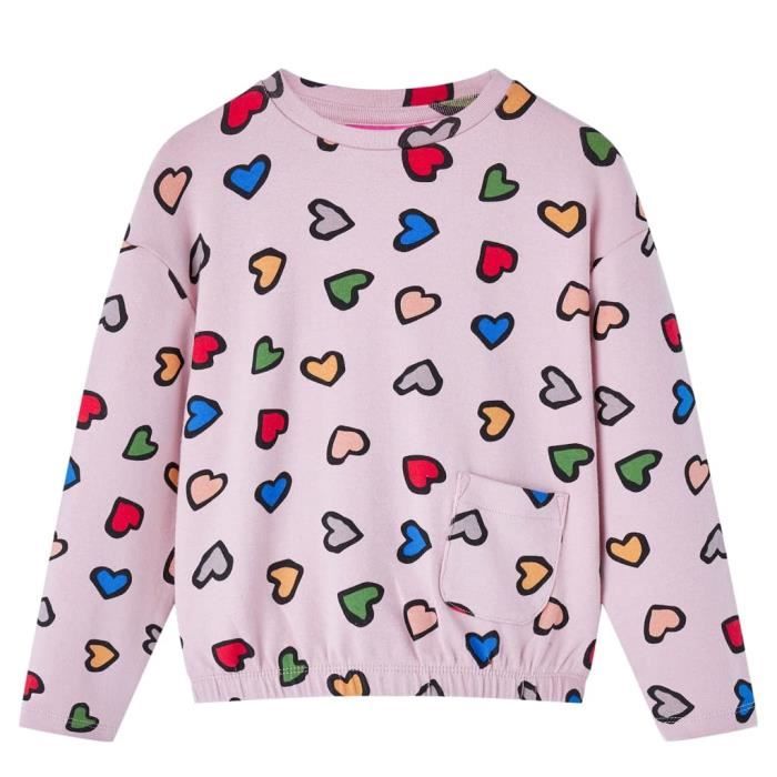 Sweatshirt pour enfants imprimé cœur rose 5 dimensions disponibles