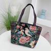 Middle mother handbag women's canvas bag new double-sided embroidered portable small square bag women's bag