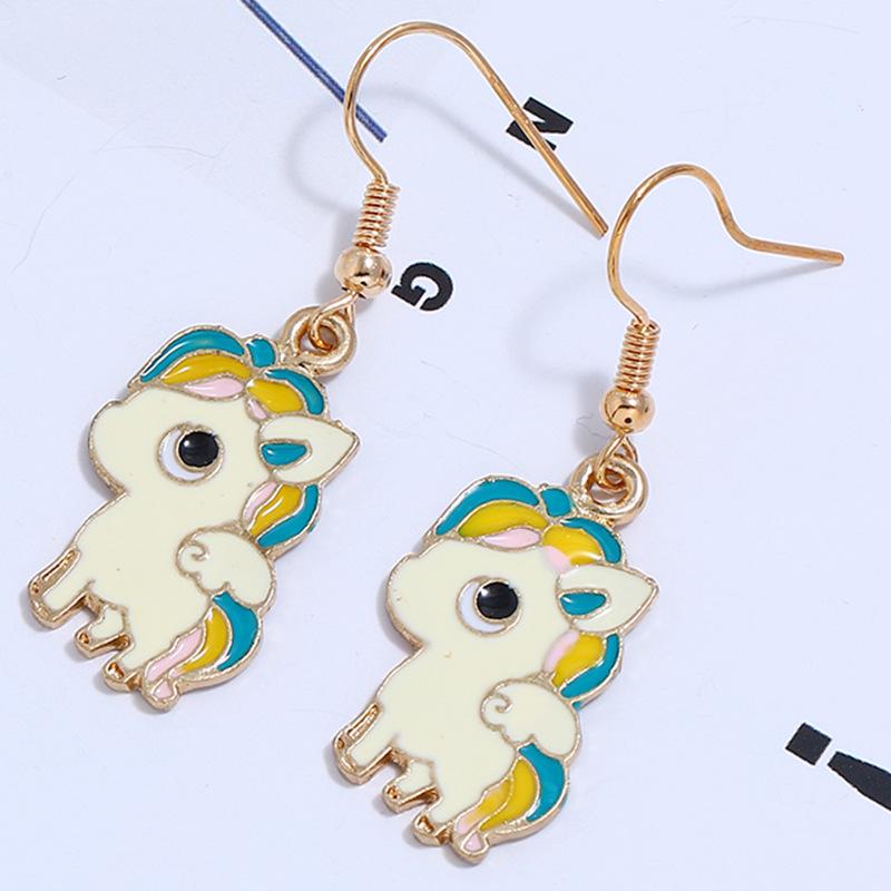 Korean Style Colorful Mermaid Earrings - Cute Drip Oil Animal Design