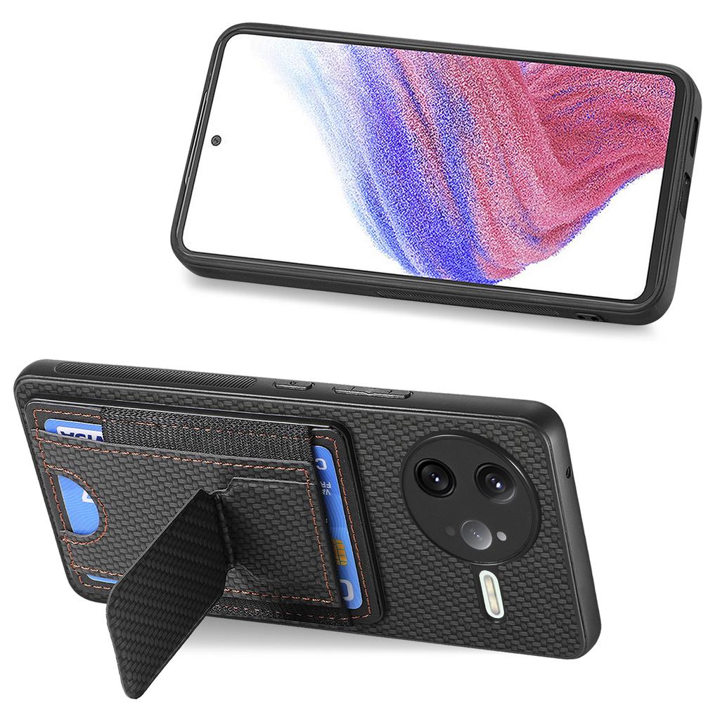 For Xiaomi Poco F7 Ultra 5G/Xiaomi Redmi K80 Pro 5G Case with Card Holder Kickstand Fiber Pattern Leather Back Cover
