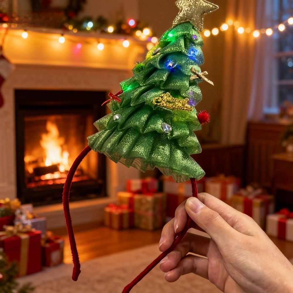 Elk Hair Hoop Antlers Headband Glitter Glowing Christmas Hairband Christmas Headband  Girl