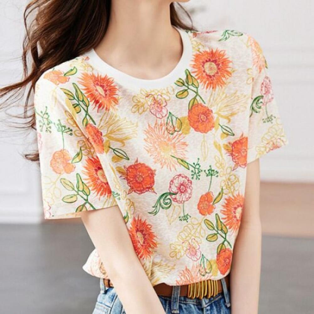 Navava Floral PrinT ShorT Sleeve T shirT nT1524