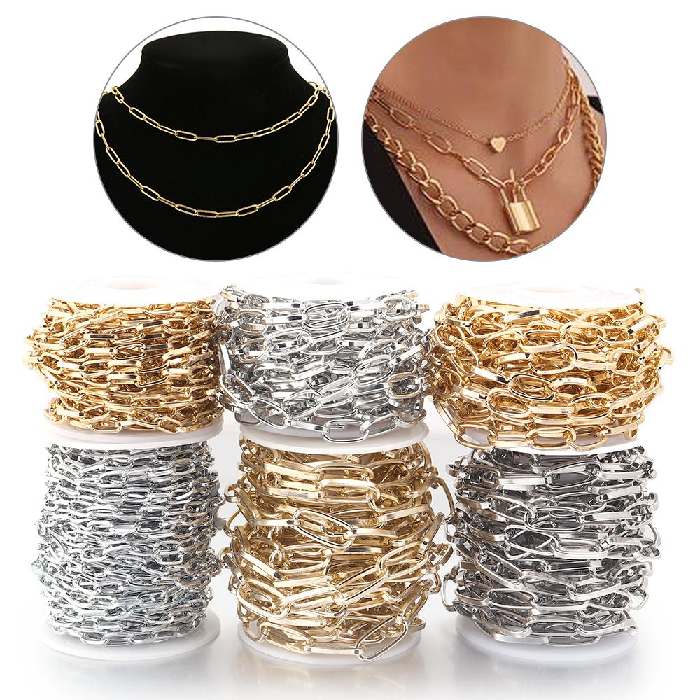 5 Yards/Rolle Metall-Aluminium-Kette Dreifach-Gliederkette Für Schmuckherstellung DIY Handgemachter Halsketten-Armband-Taschen-Zubehör Zubehör