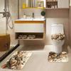 Water-Resistant Floral Shower Curtain Set With 12 Hooks, Non-Slip Bathroom Rugs, Toilet Seat Cover, Decorative Woven Polyester