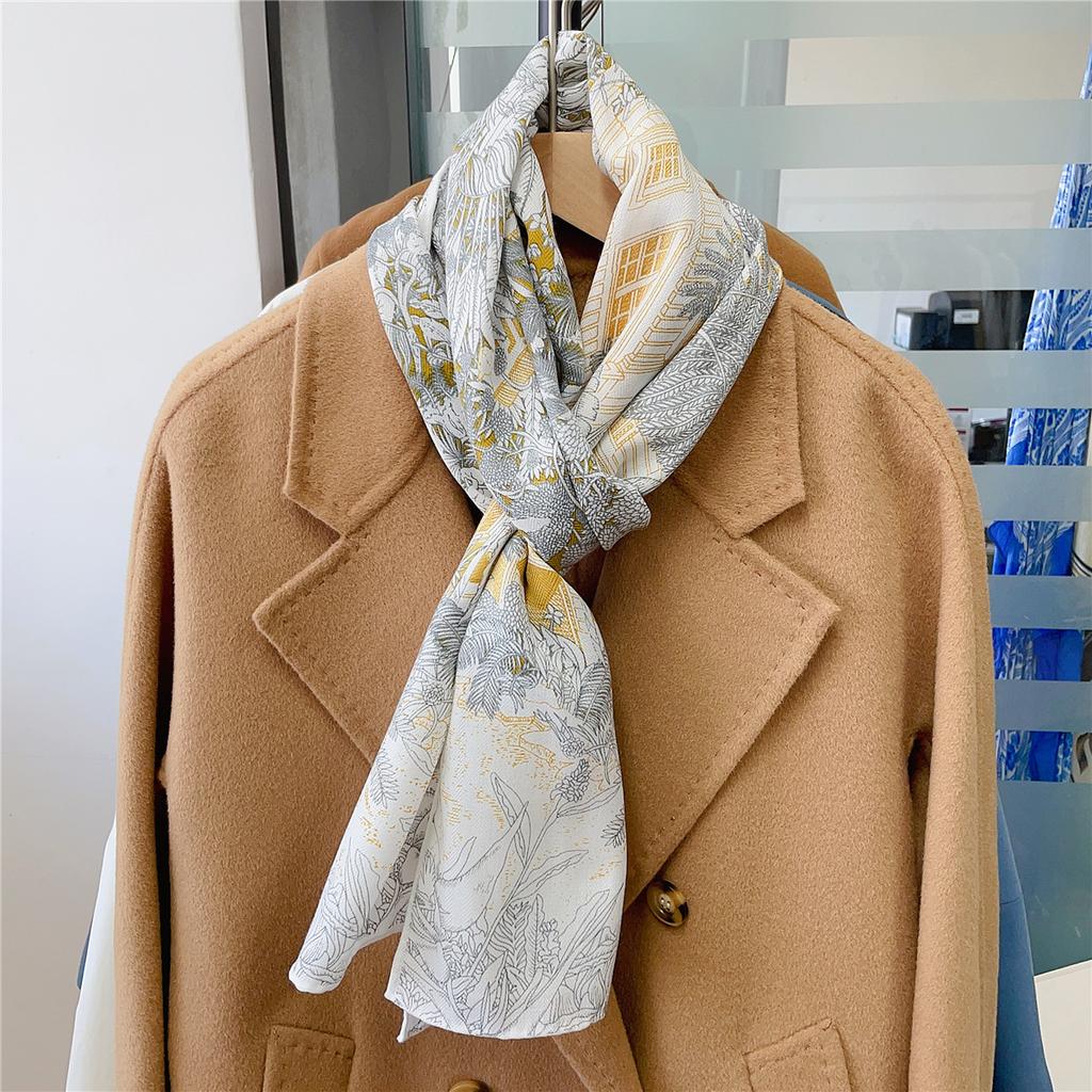 Gift for Mom Thin Silk Scarf Small Shawl for Women 2024 New Long Style Elegant Fashionable Large Ribbon Decoration