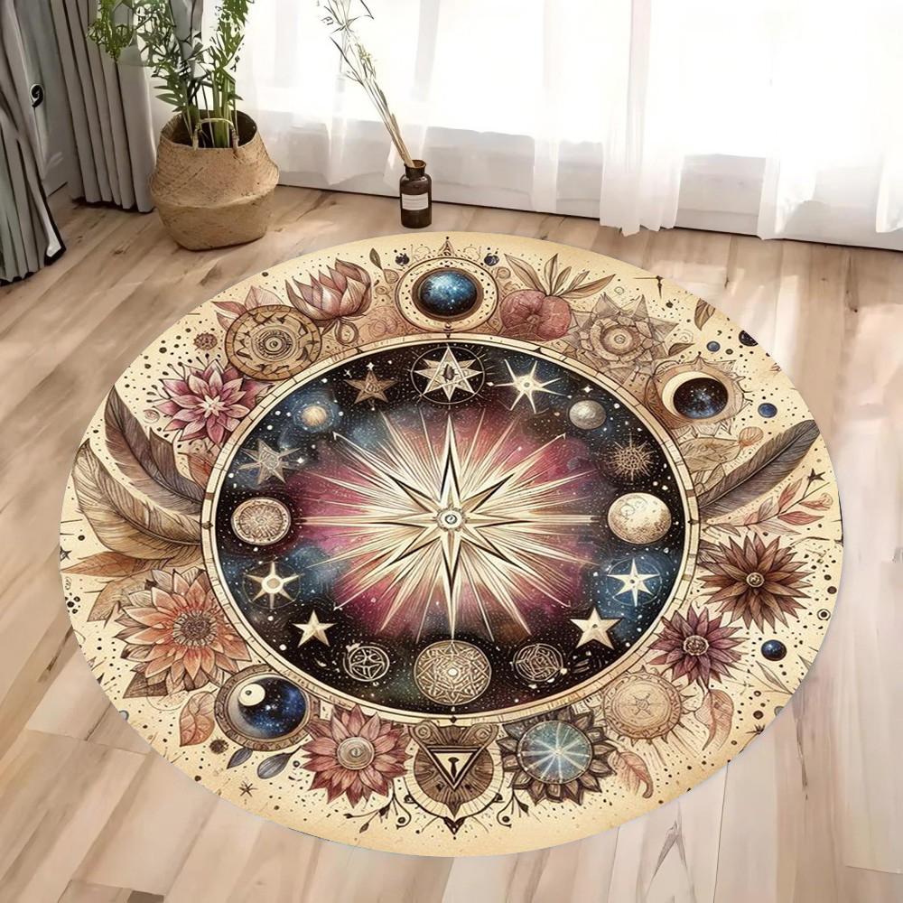 Tarot Round Carpet Mandala Flower of Life Altar Cloth Divination Meditation Circle Galaxy Tarot Mat Oracle Card Mat