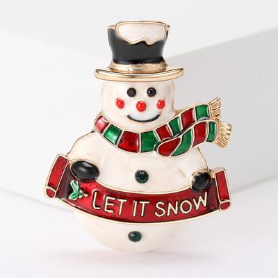 Colorful Dripping Oil Snowman Brooch Christmas Series Cartoon Versatile Retro Gift Coat Sweater Accessories