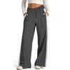 Women's Casual Fashion Solid Color Elastic Waist Drawstring Pockets Wide Leg Straight Pants