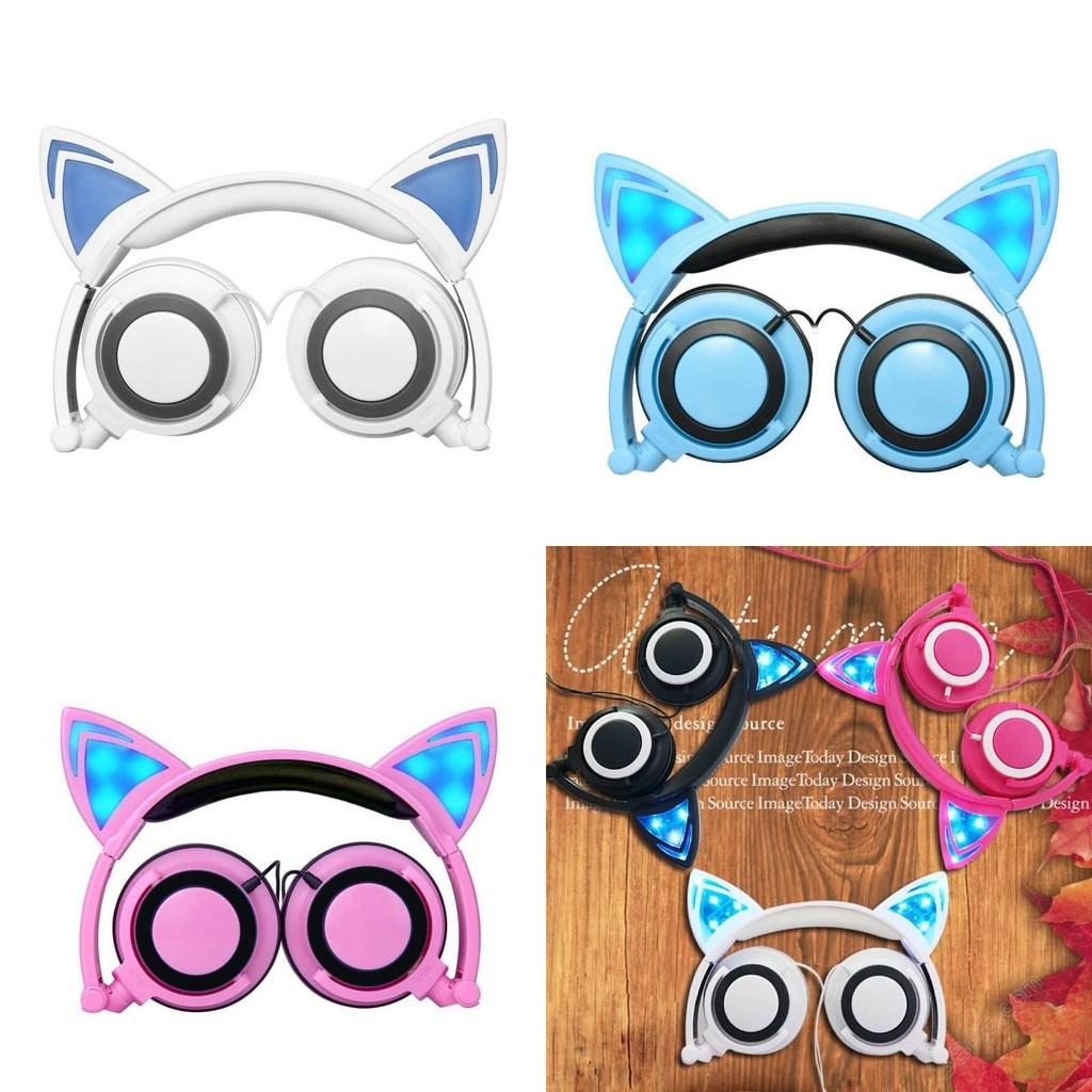 Lade-LED-Gaming-Kopfhörer mit Mikrofon, Katzenohren-Serie, für Teenager und E-Sport-Enthusiasten