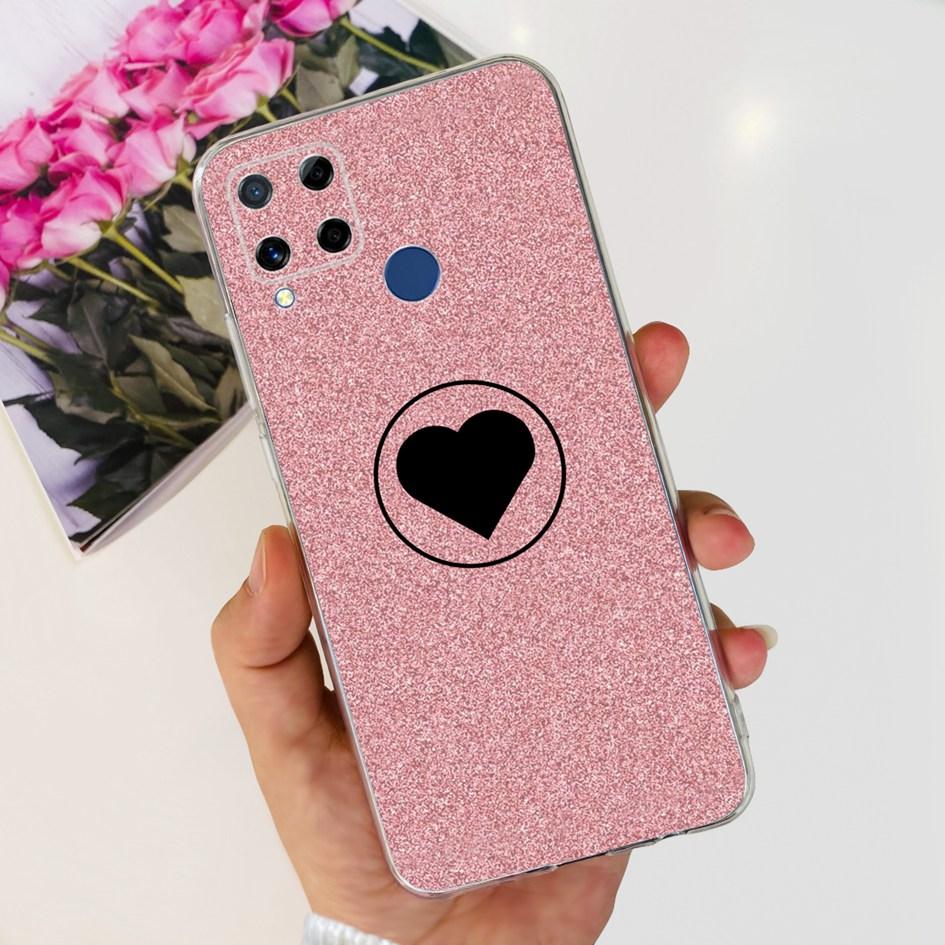 For Realme C15 Case Fashion Marble Butterfly Flower Soft TPU Phone Case For Realme C15 RMX2180 RMX2195 Coque C 15 Silicone Cover