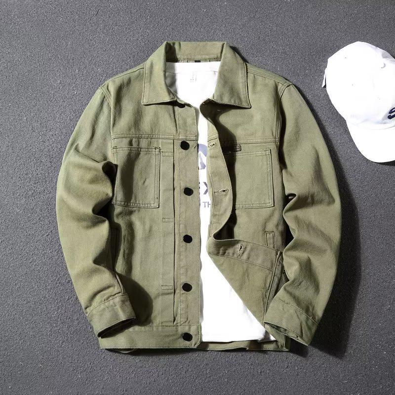 Pánská džínová bunda Slim Fit – hezký krátký styl s klopou na jarní a podzimní běžné nošení