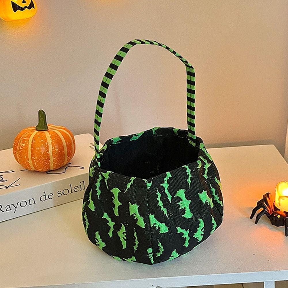 Cloth Halloween Candy Bag Trick or Treat Stuffed Cotton Tote Bags Funny Pumpkin Candy Bucket  Party