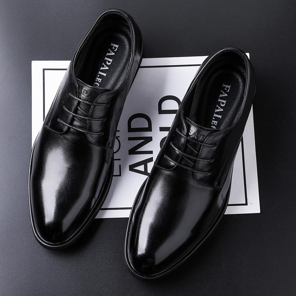 Wenzhou Genuine Leather Shoes Men's First Layer Cowhide British Style Men's Shoes Business Dress Commuting Wedding Derby Shoes Wear-resistant Autumn