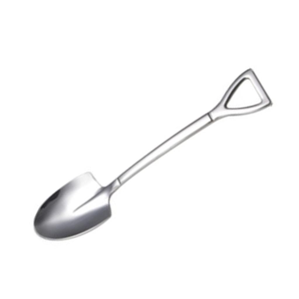 Shovel Spoon Silver Stainless Steel Pointed Shovel Ice Cream Dessert Spoon for Home Outdoor Office