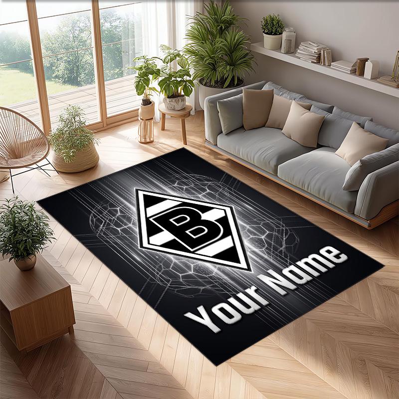 Tappeto in Cristallo Velluto Stampato Borussia Mönchengladbach Tappeto Antiscivolo in Cristallo Velluto Per Divano Camera da Letto Decorazione Interna per la Casa
