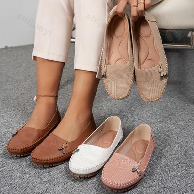 Women Loafers Casual Shoes 2026 Autumn Fashion Breathable PU Leather Shoes Women Sewing Flats Female Footwear Zapatos De Mujer