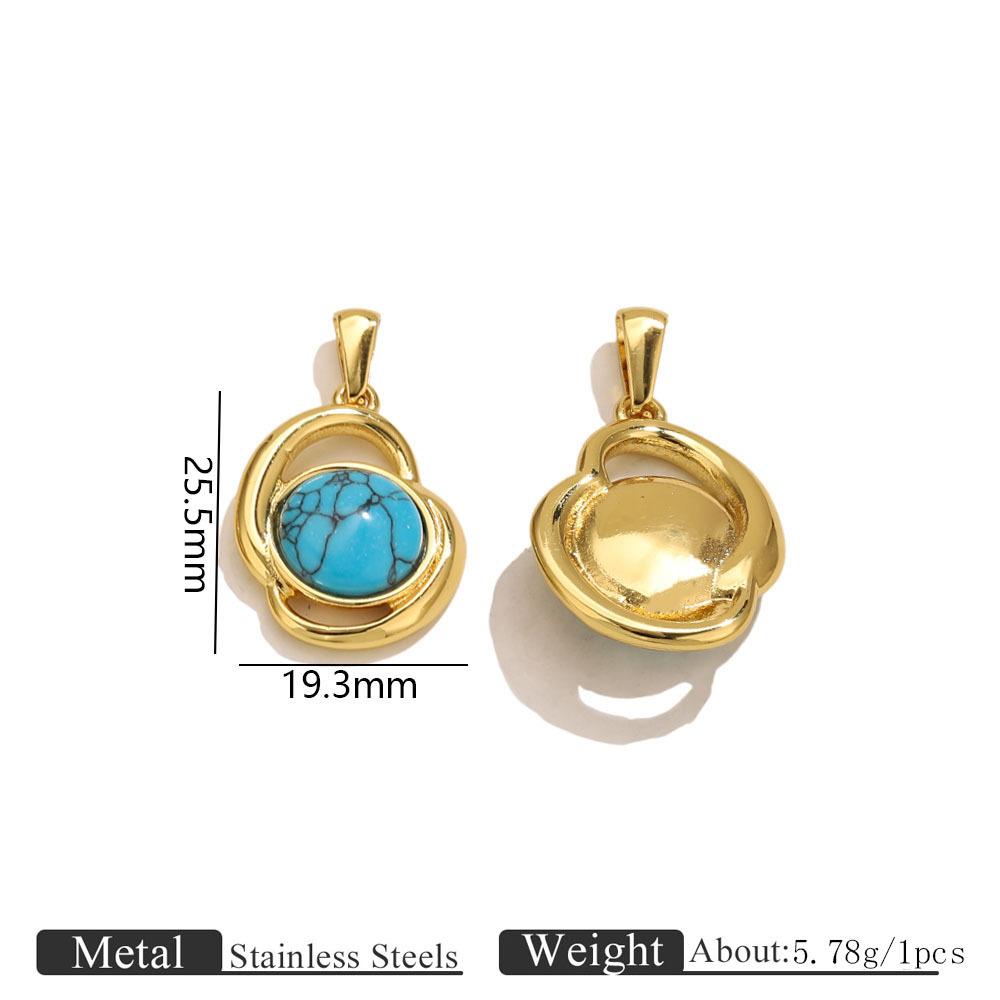 2Pcs DIY Stainless Steel Natural Stone Pendant for Necklace Earrings Pendant DIY Jewelry Making Accessories