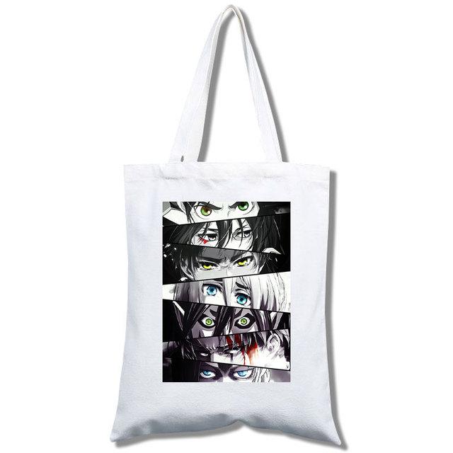 Anime Attack On Titan Canvas Bag for Women Funny Shopping Bag Ulzzang Eco-Friendly Large Capacity