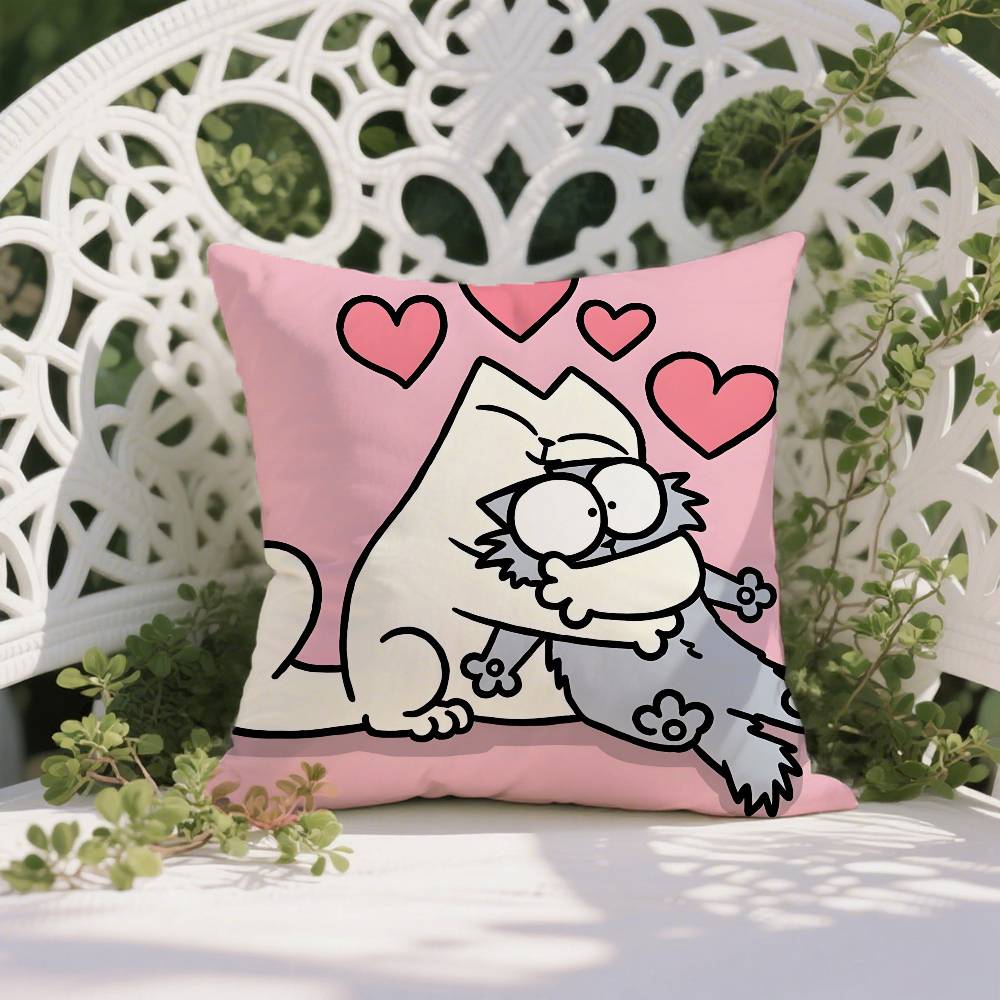 Funny Style Simons Cat Pillow Case Anti-dustmite Pillowcase Invisible Zipper Silky Short Plush Sofa Cushion Cover
