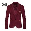Men Corduroy Suit Coat Lapel Long Sleeve Patchwork Color Suit Jacket with Pockets Single Button Business Outwear Workwear