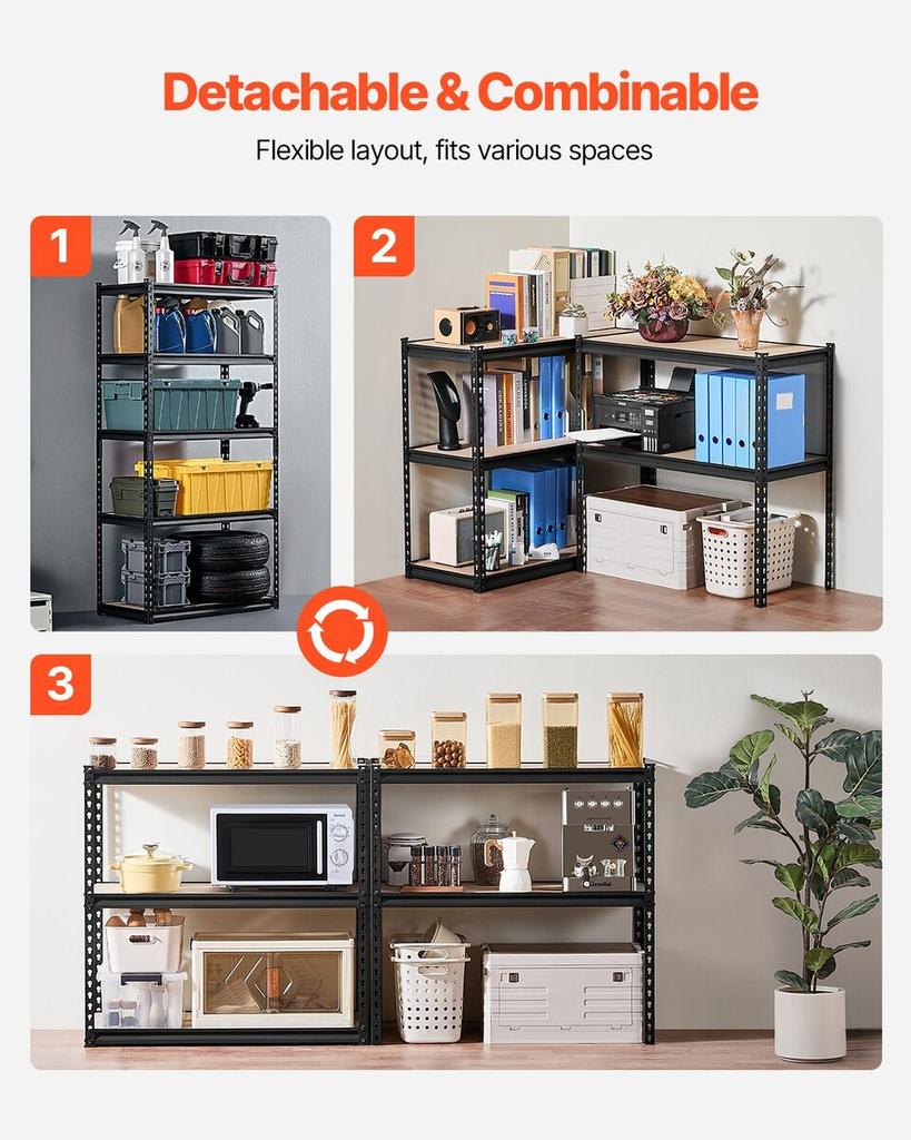 Storage Shelves 16" D x 36" W x 71.4" H 5-tier Garage Storage Shelving
