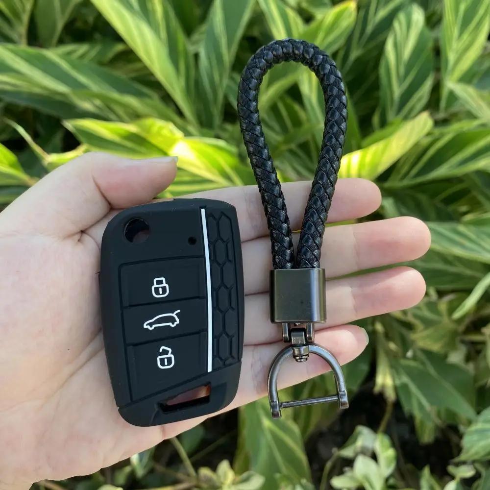 3 Button Silicone Car Key Case Cover for Volkswagen VW Polo Golf 7 MK7 for Skoda Octavia Combi SEAT Leon Ibiza CUPTRA Keychain