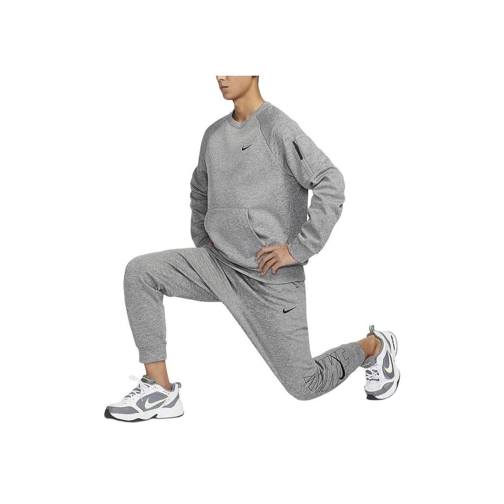 Nike Bluză Fleece cu Gât Rotund și Buzunar Therma-Fit Solid Bărbați Sweatshirt Gri FB8506-063