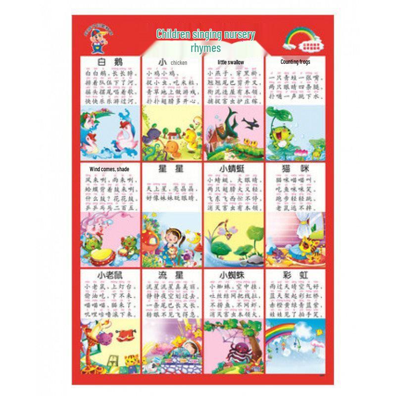 Waterproof Baby Pinyin & Character Recognition Wall Chart for Early Education