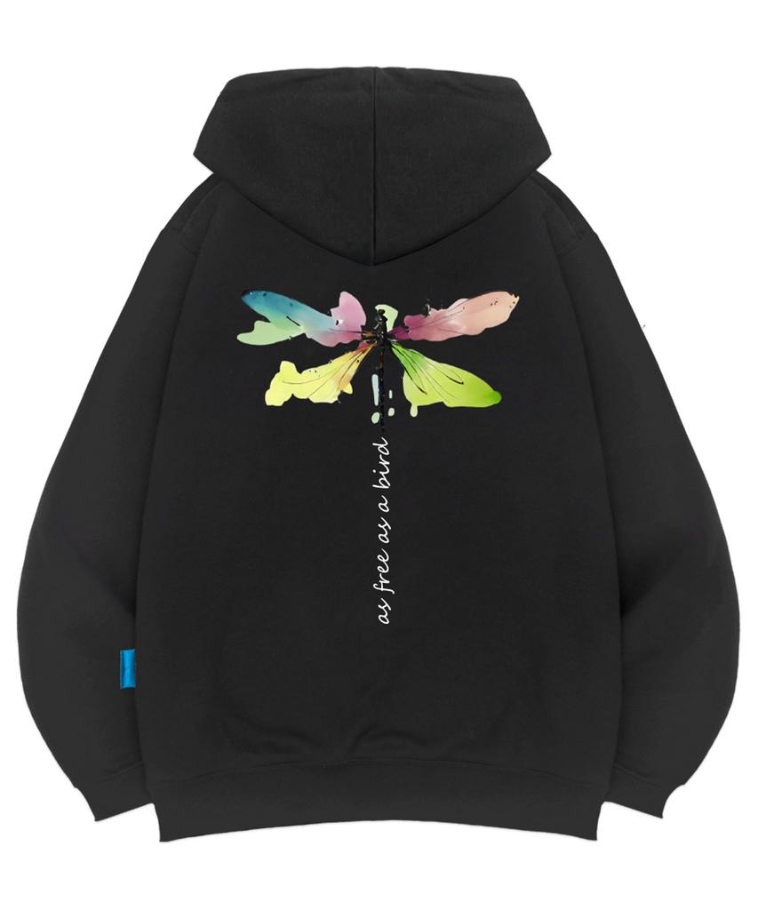 Fleece-Lined H-Neck Dragonfly Hoodie Unisex Big Size M~4Xl (Type A)