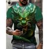 Summer 3D dragon pattern men's T-shirt, street fashion men's top, trendy oversized men's clothing, casual men's short sleeved T-shirt