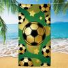Creative Soccer Beach Towel - Football with Crown, Gold Glitter & Tactical Arrows, Quick Dry Microfiber for Fans