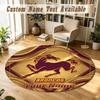 Round Rug Custom NameBrisbane Broncos Pattern Non Slip Carpet Home Floor Decor