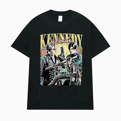 Resident Evil Leon S Kennedy Retro Graphic Tshirt Unisex Women Fashion Gothic High Quality T Shirts Summer Tops Streetwear T Shirt