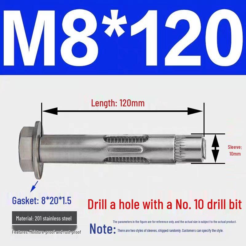 Stainless Steel Expansion Bolt with External Hex & Built-in Hole