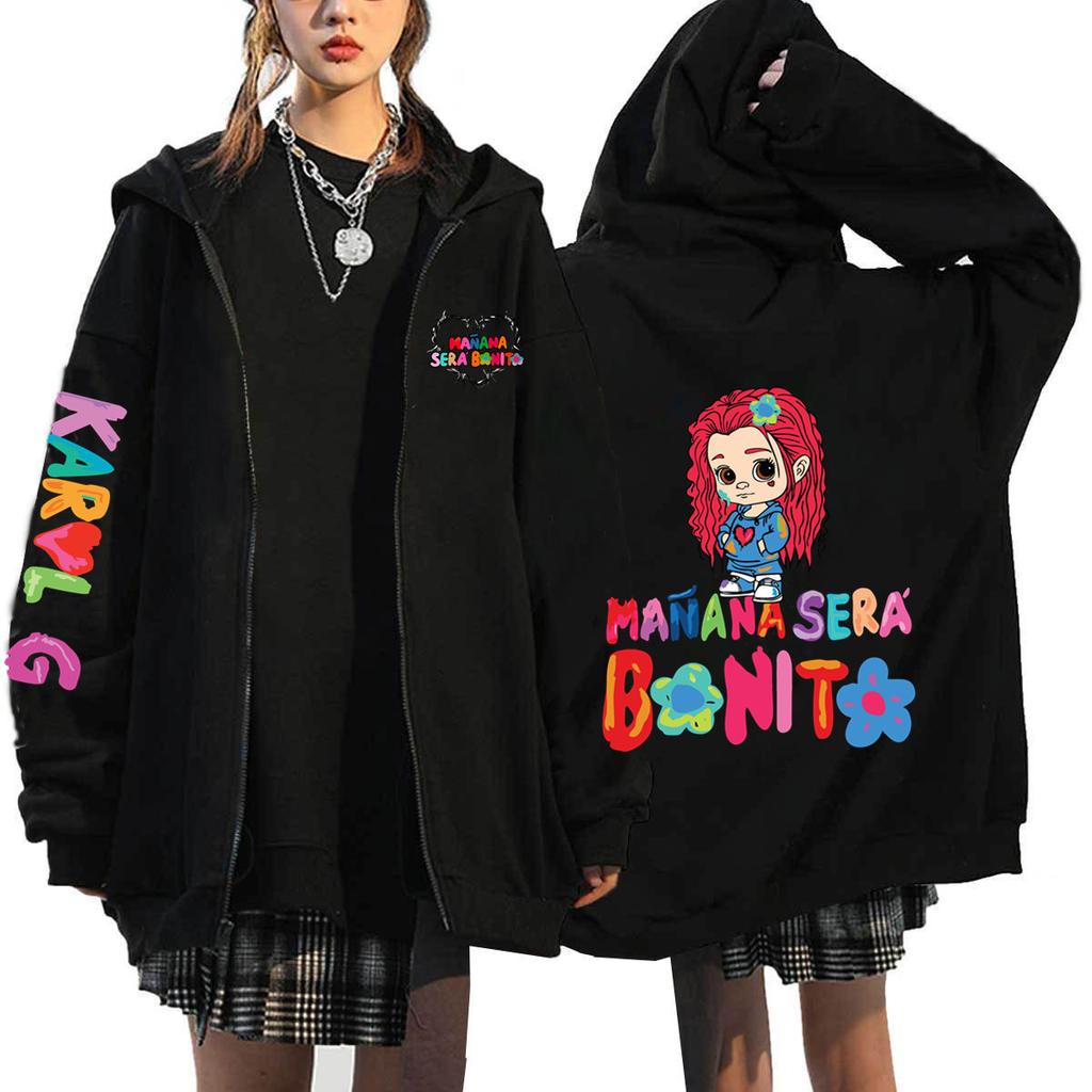 New Carol G Manana Salad Bonito Printed Zip Sweater Casual Sports Euro Size Hoodie