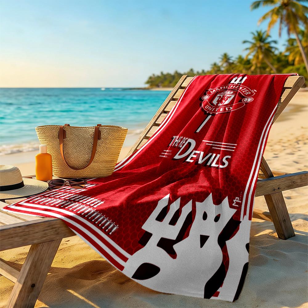 Asciugamano da Spiaggia Logo Manchester United Super Morbido Microfibra Tessuto Quickdry Confortevole Leggero Perfetto per Viaggiare Yoga Campeggio e Nuoto