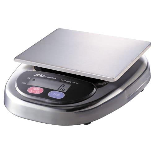 A&D Dustproof and Waterproof Digital Scale HL-3000LWP (Capacity: 3000g, Minimum Display: 1g, Pan Dimensions: 174(W) x 137(D)mm)
