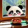 Kreatives Süßes Schwarz-Weiß-Panda Statisch Haftend Ohne Kleber für Wohnzimmer Balkon Glasfenster Heimdeko