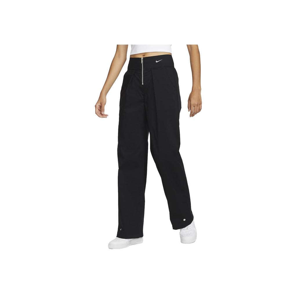 Nike Sportbekleidung Kollektion Unifarben Gewebt Weites Bein Lässige Hose Damen Unterteile Schwarz FB8300-010