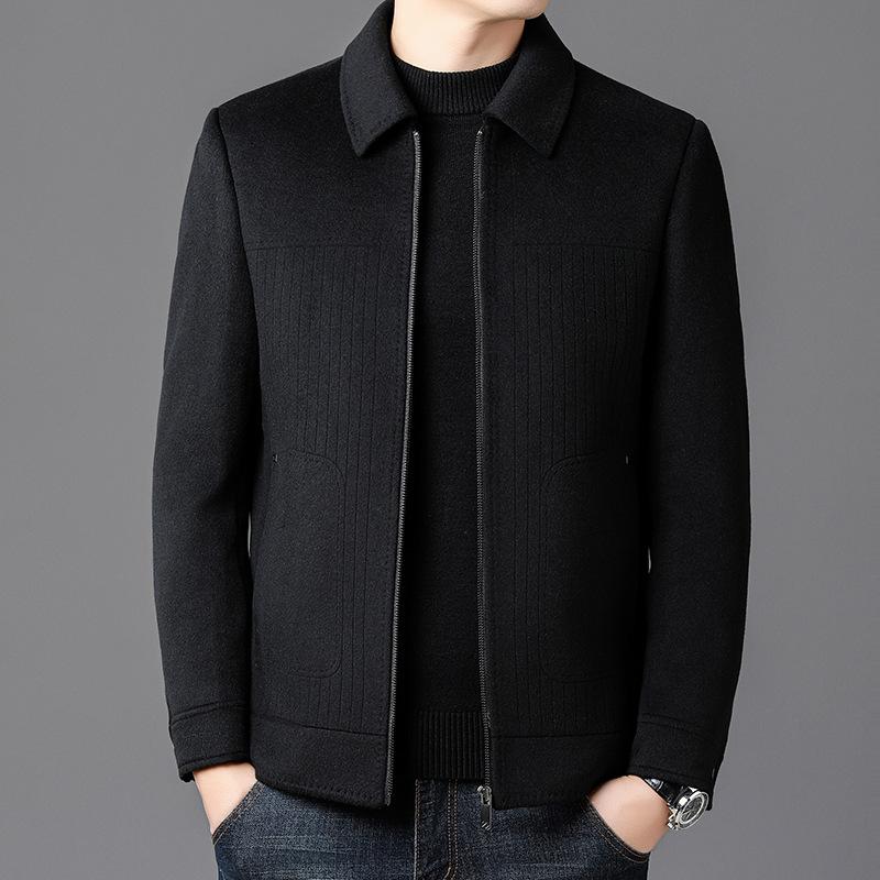 Autumn New Wool Men's Short Casual Thickened Double-sided Wool Plaid Jacket