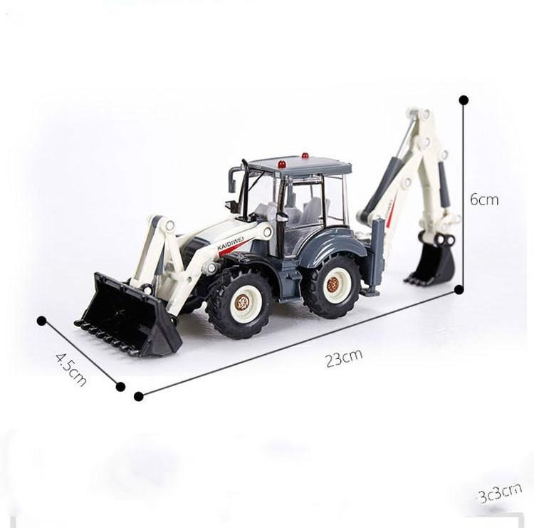 

1:50 4-колесный погрузчик-экскаватор, двухсторонний вилочный погрузчик, бульдозер, погрузчик с обратной лопатой, модель грузовика для детей, подарочные игрушки белый