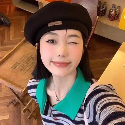 Autumn Winter New Sweet Cool Light Luxury Woolen Hats Fashion British Artist Style Retro Versatile Berets Caps for Women