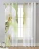 White Phalaenopsis Flower Sheer Curtains for Living Room Decoration Tulle Voile Organza Window Curtains for Kitchen Bedroom