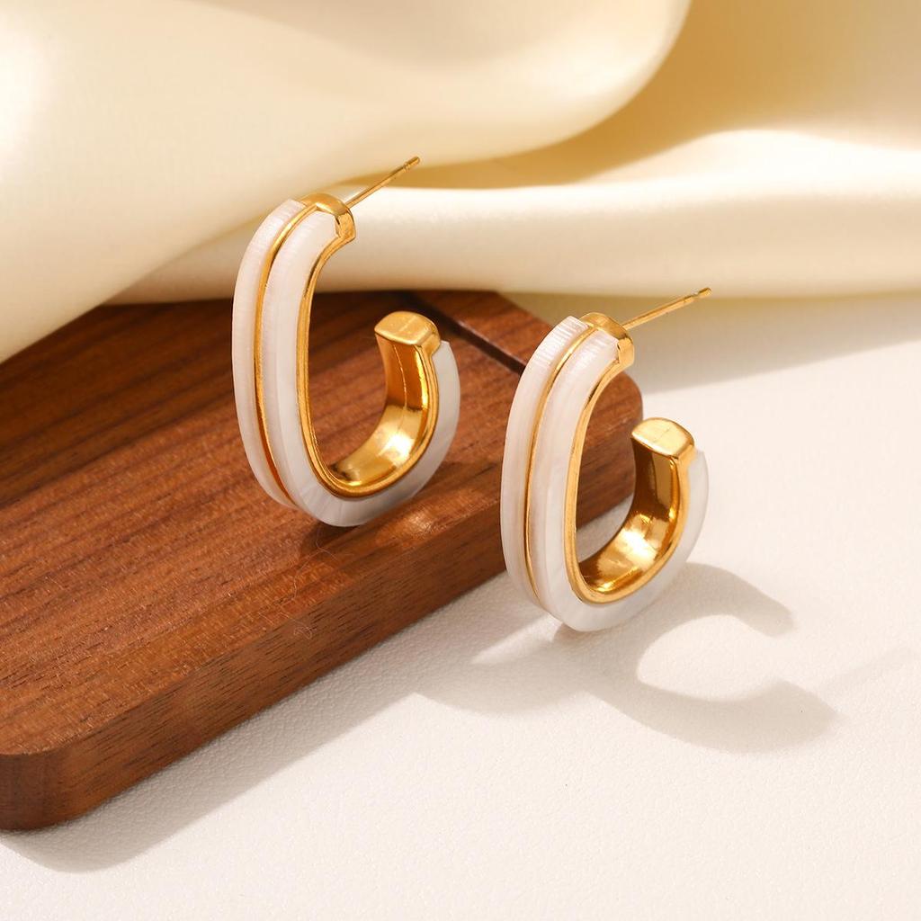 Luxurious Titanium Steel Geometric Stud Earrings for Women - Simple, Non-Fading, High-End Feel