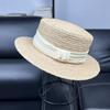French Elegant Lafite Flat Top Straw Hat Children's Summer Seaside Resort Beach Straw Shade Hat Show Small Face
