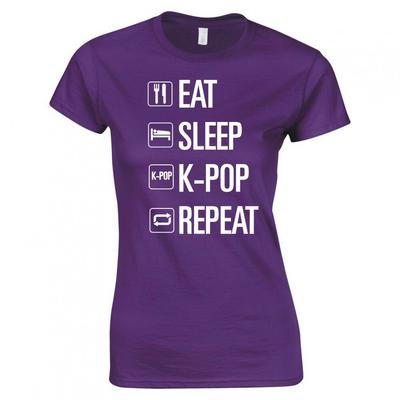 Eat Sleep KPop Repeat Ladies Skinny Fit TShirt