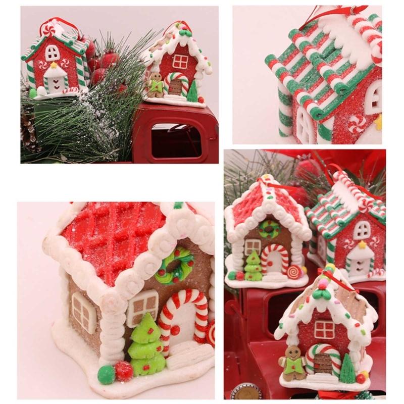 Adorable Christmas House Ornament Handmade Clay Realistic Christmas Hanging Pendants for Home Ornaments Holiday Decors