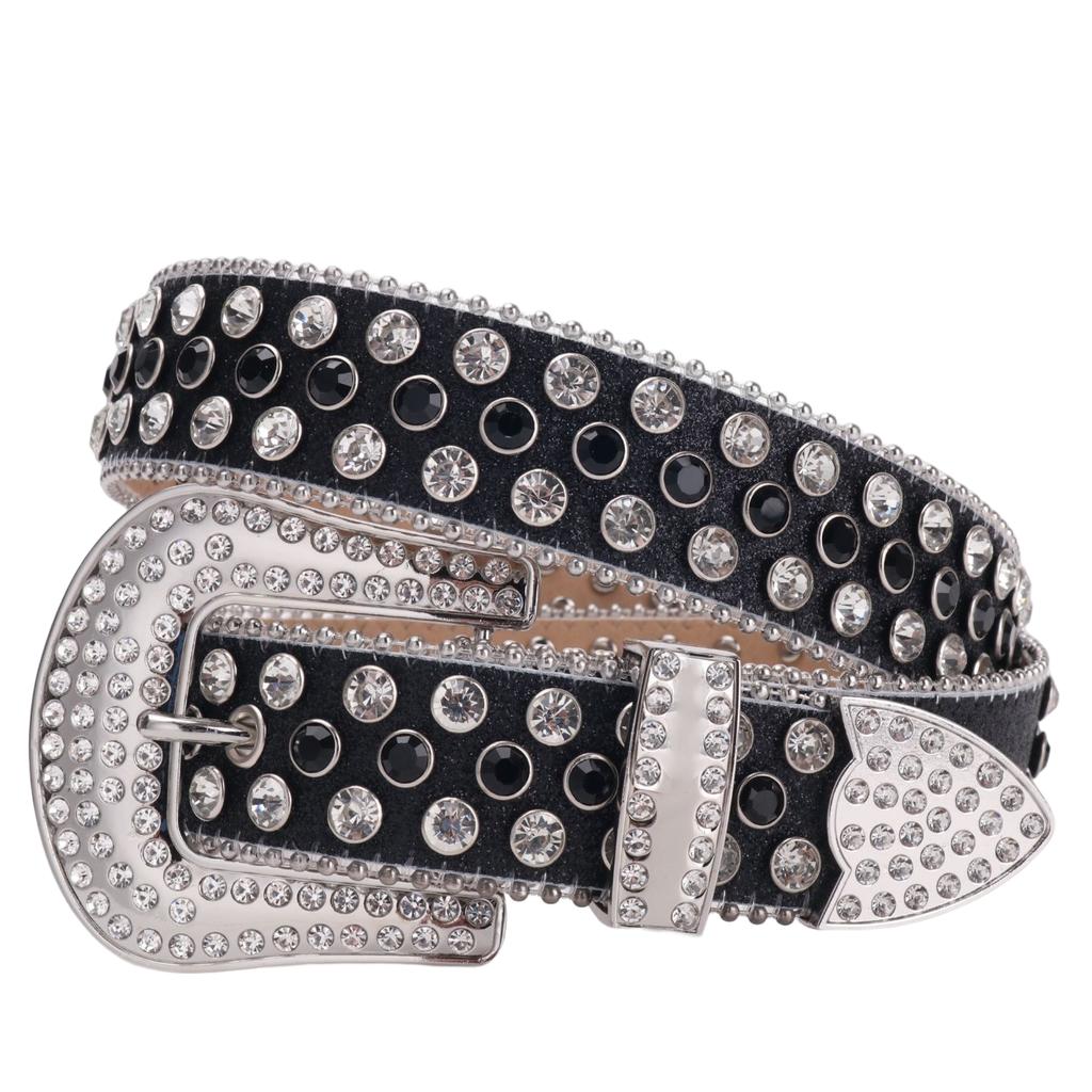 Customized Buckle Logo Red Bridal Rhinestone Belt for Women Western Cowgirl Bling Bling Diamond Studded Leather Belt for Dress